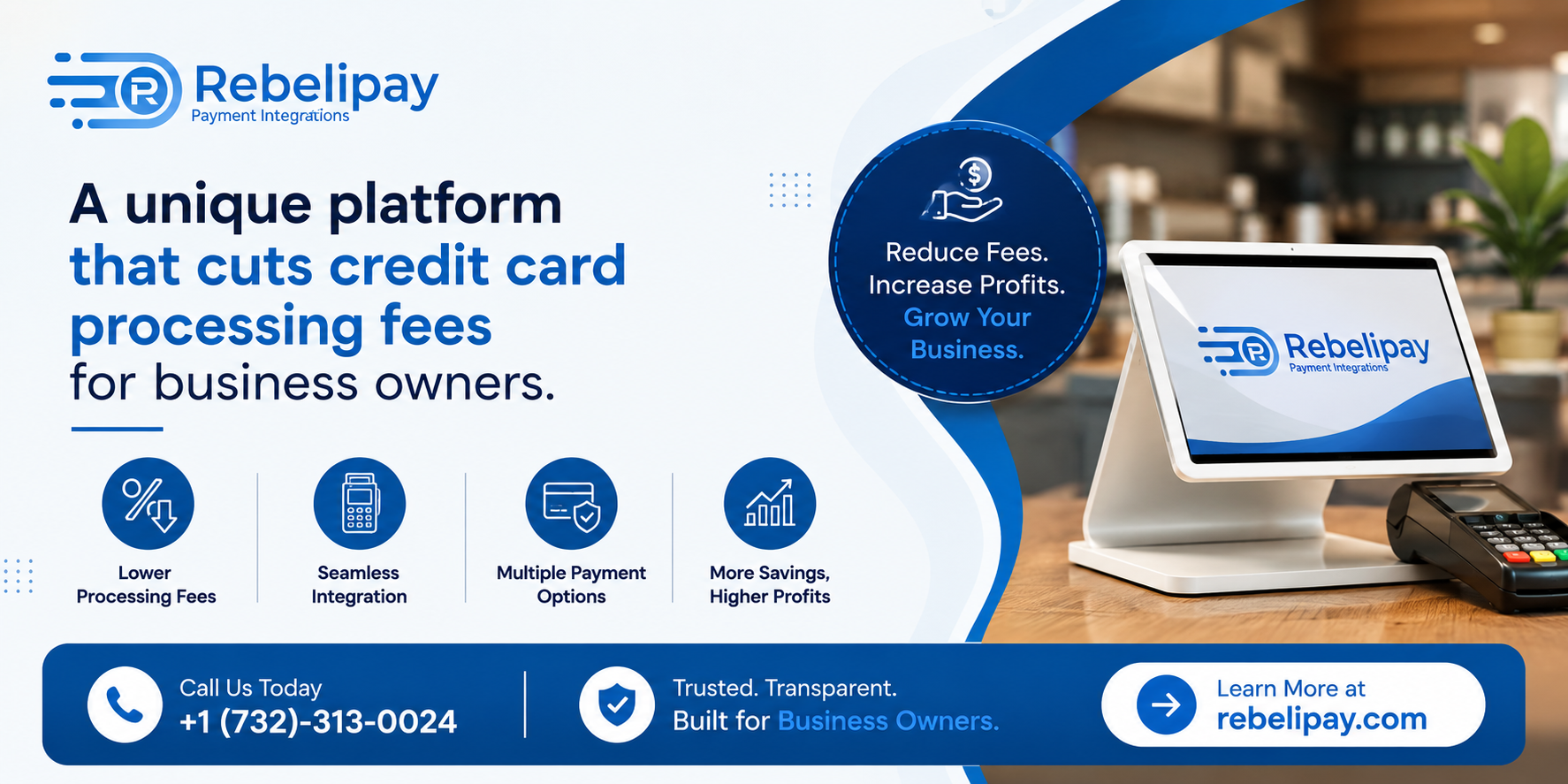 RebeliPay payment integration platform helping business owners reduce credit card processing fees